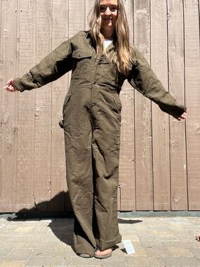 ASOS Utility Coveralls Dark Olive Green Utility Jumpsuit Boilersuit Womens Large